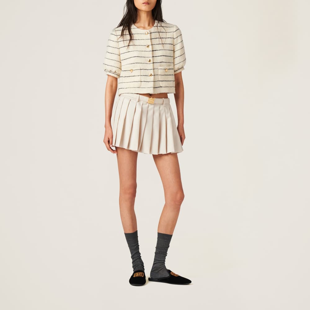 MIU MIU Pleated Wool Miniskirt