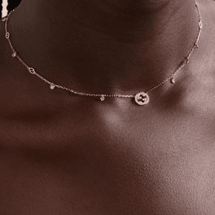 GUCCI Interlocking Diamond Necklaces Gold