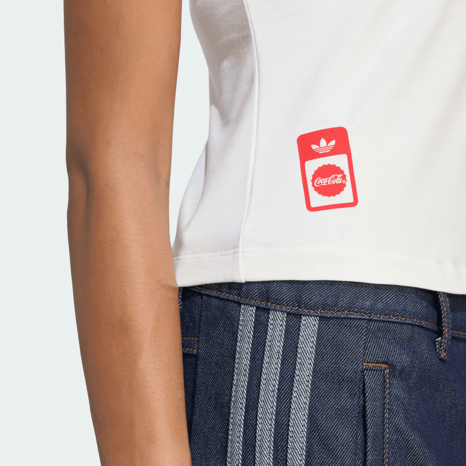 Adidas Originals X CocaCola TShirts Bright White Crew Neck Moderate Nippedin Waist