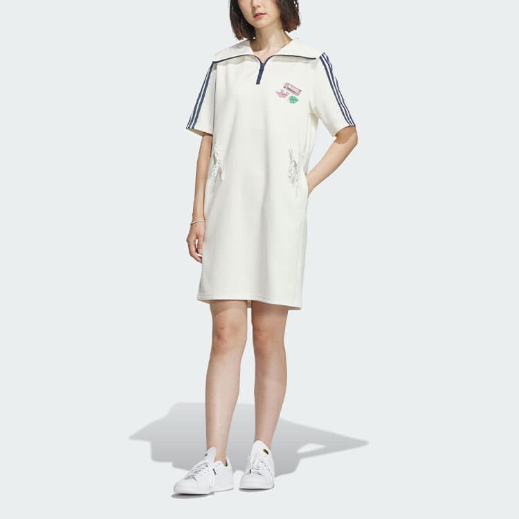 Adidas Originals HOLIDAY PLAY KNIT DRESS Short Sleeved Dress Jade White