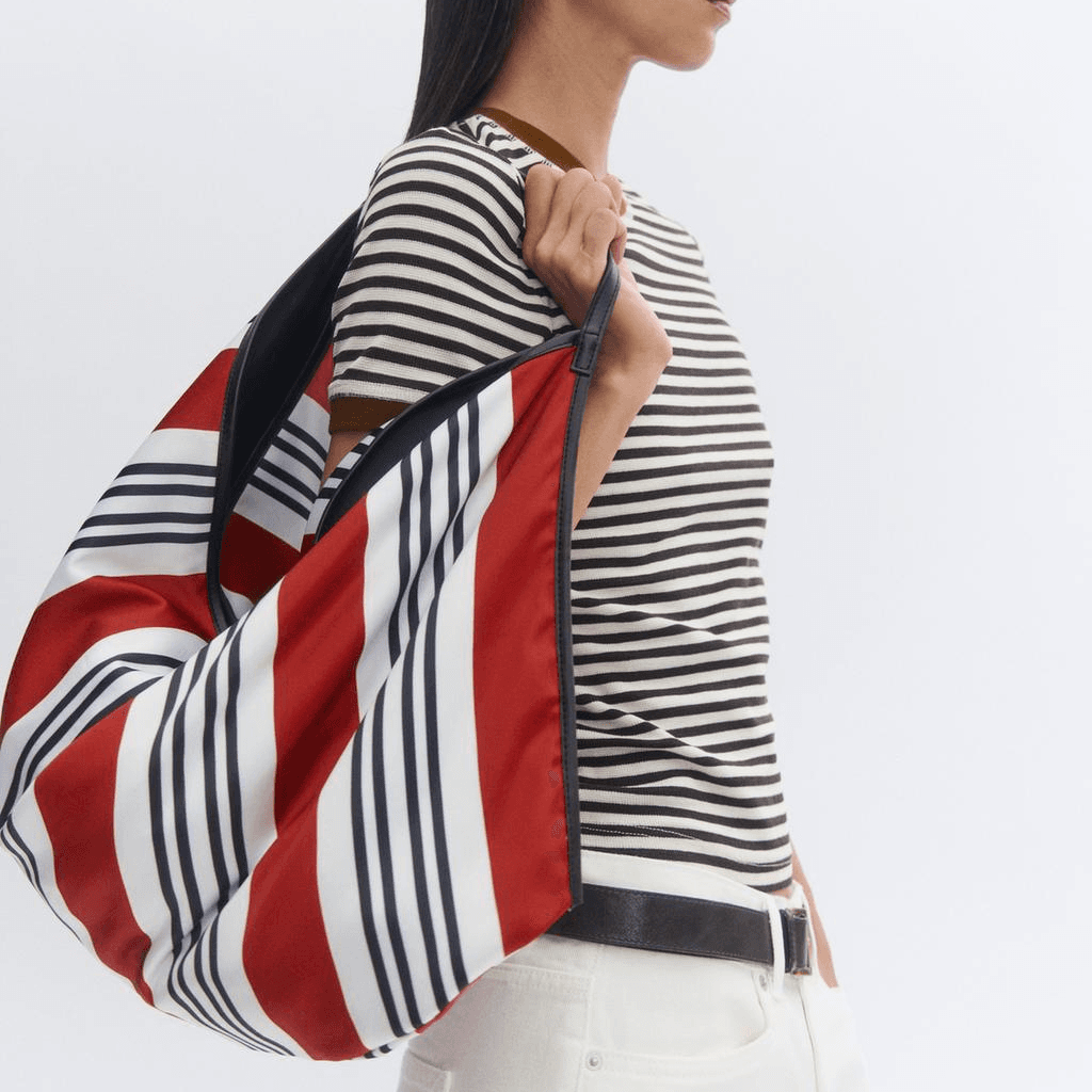 ZARA TShirts Stripes Crew Neck Moderate Straight Fit