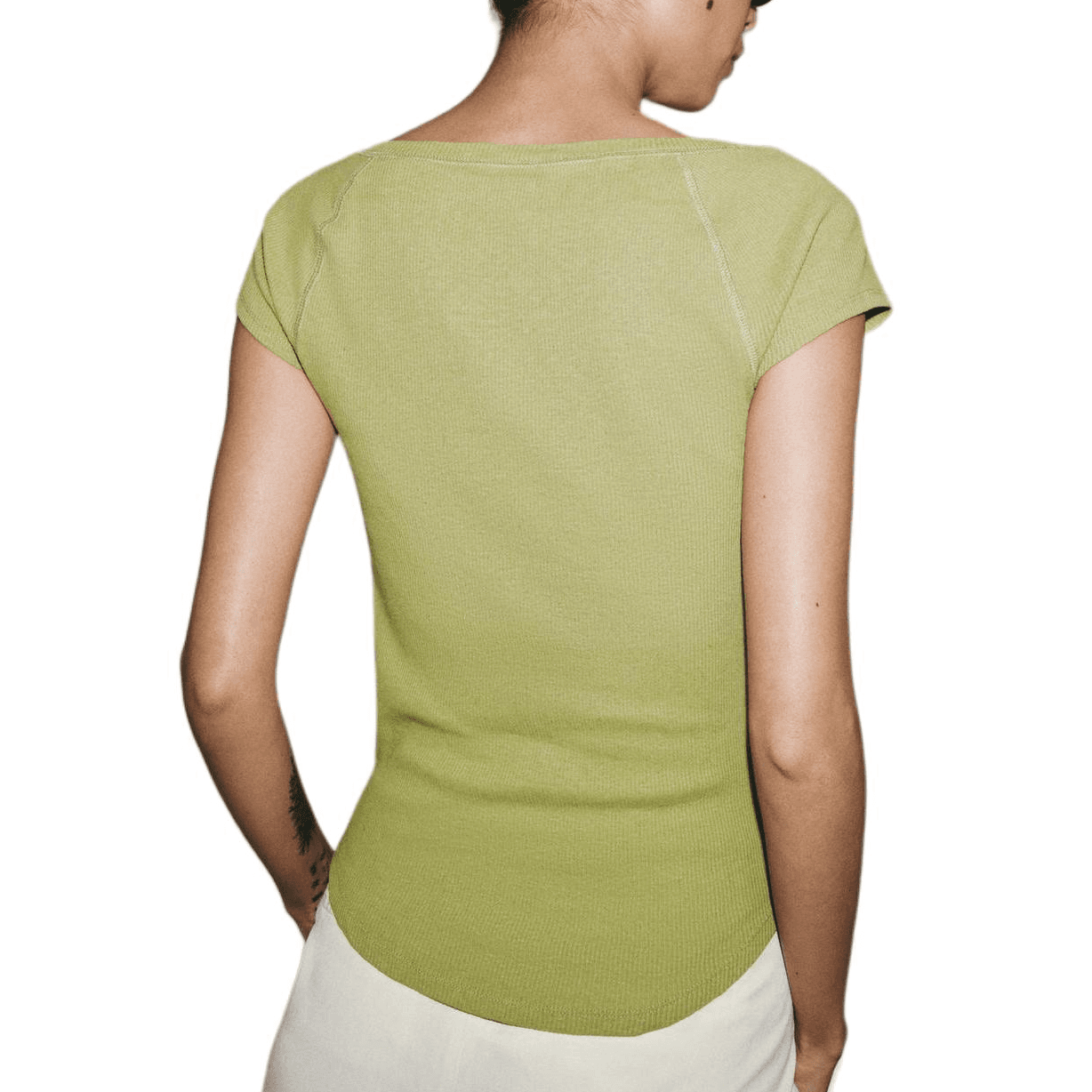 ZARA TShirts Grass Green Crew Neck