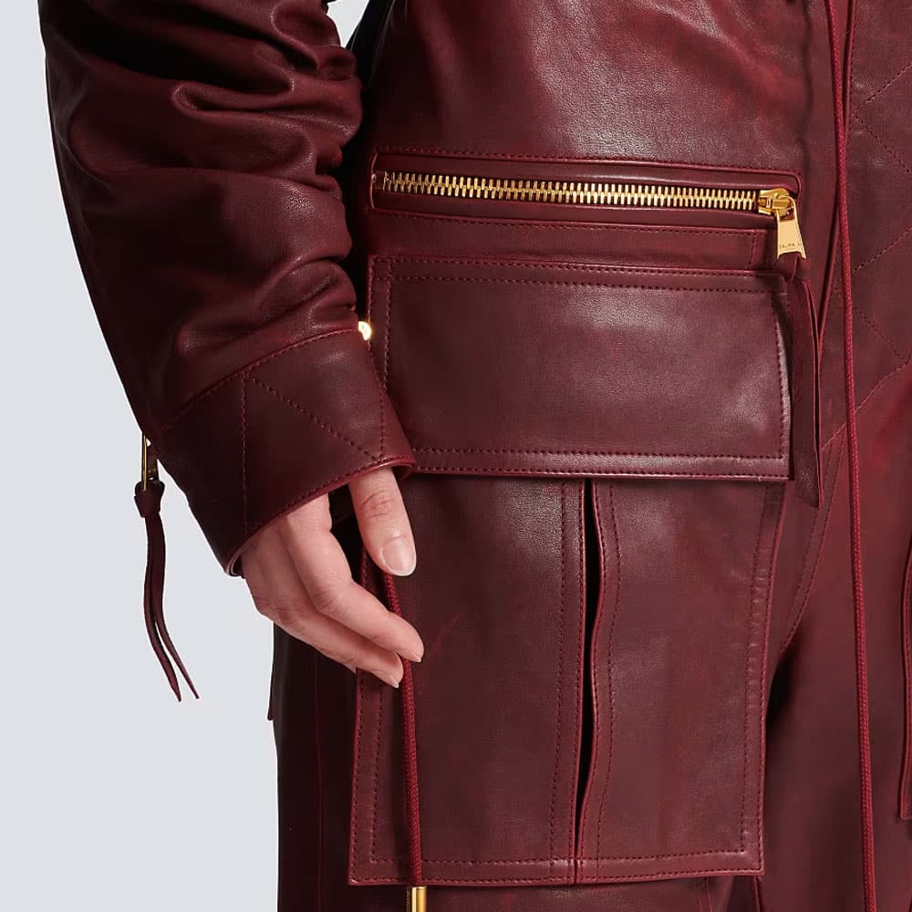 Balmain lambskin cargo straight trousers