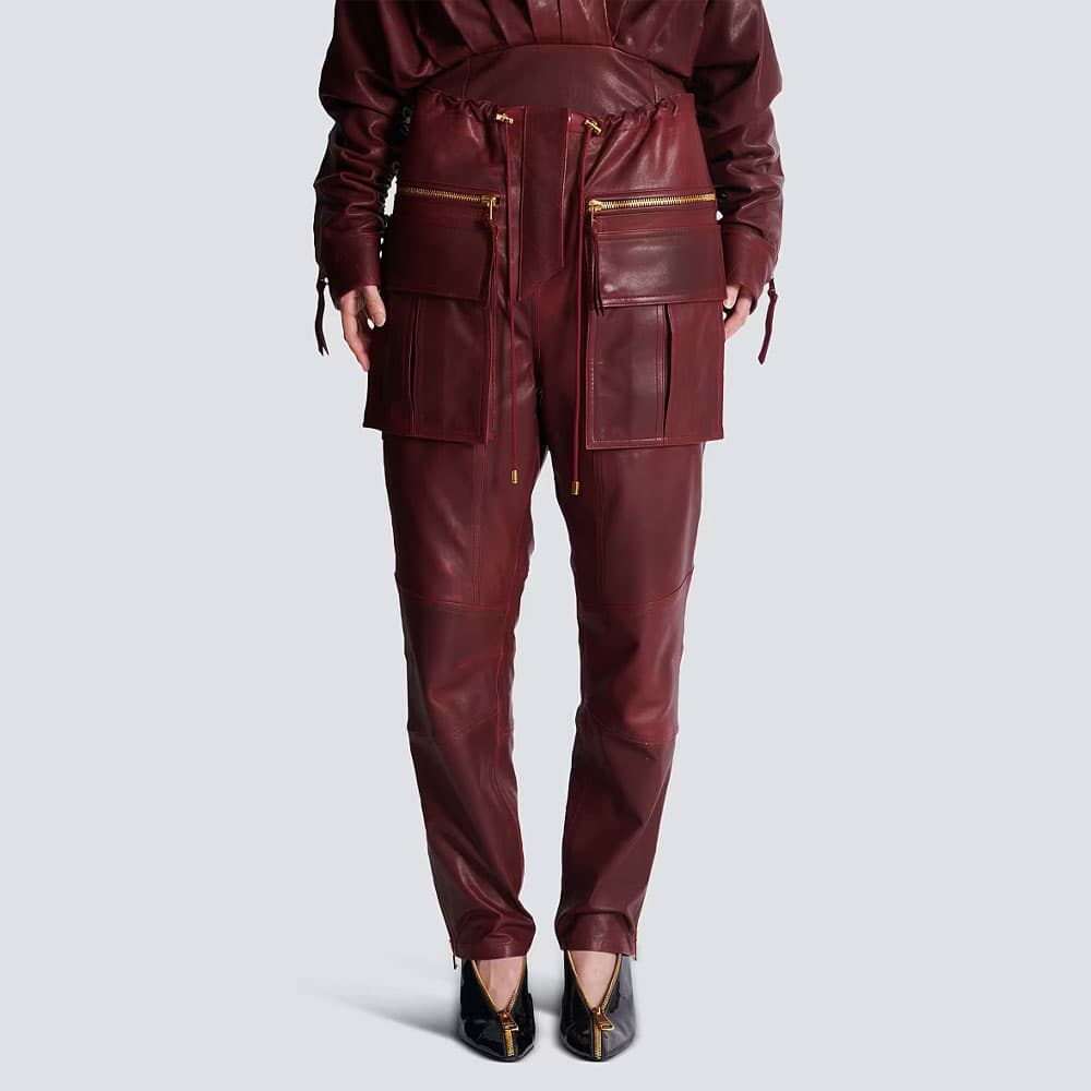 Balmain lambskin cargo straight trousers