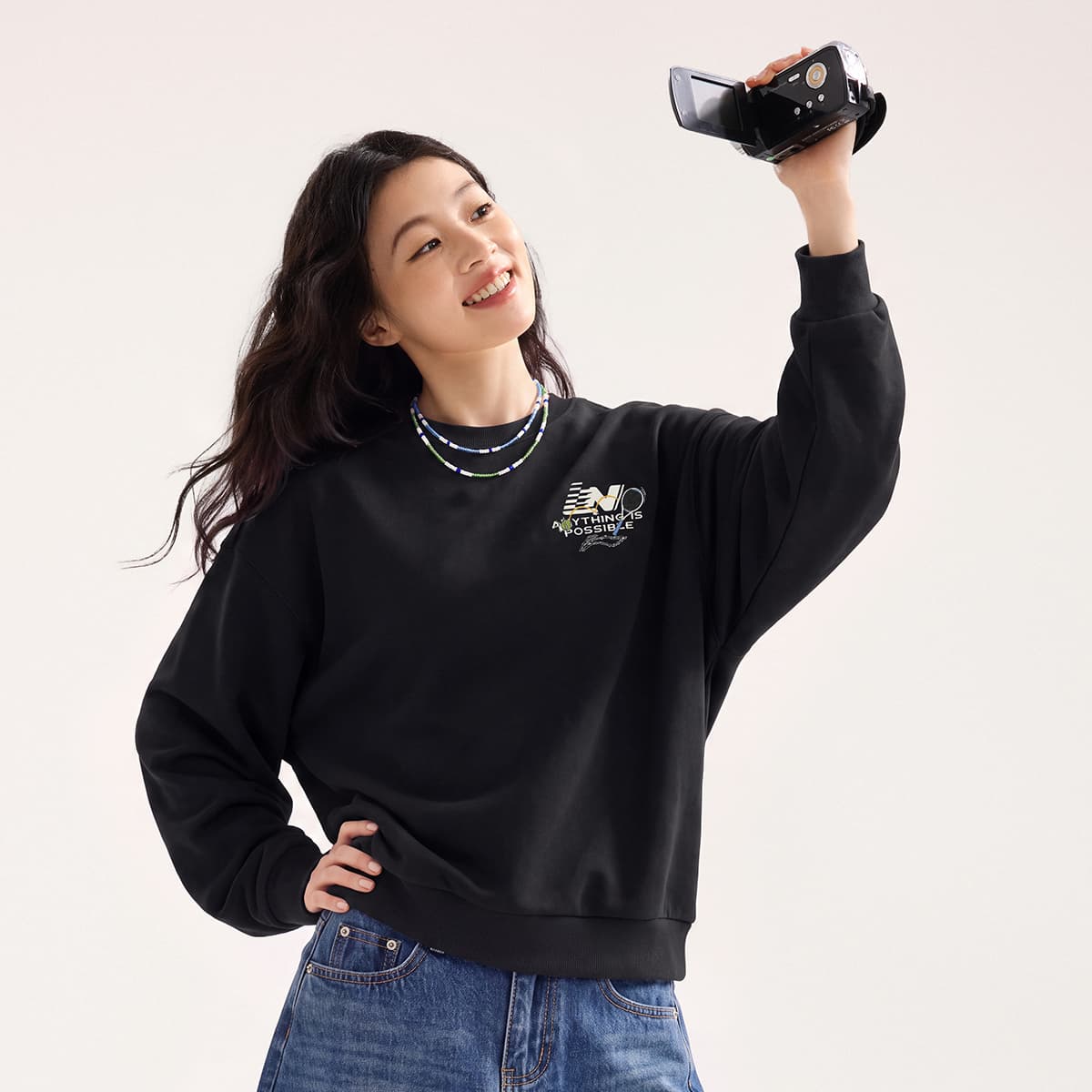 LiNing Sweatshirts Black Crew Neck Moderate