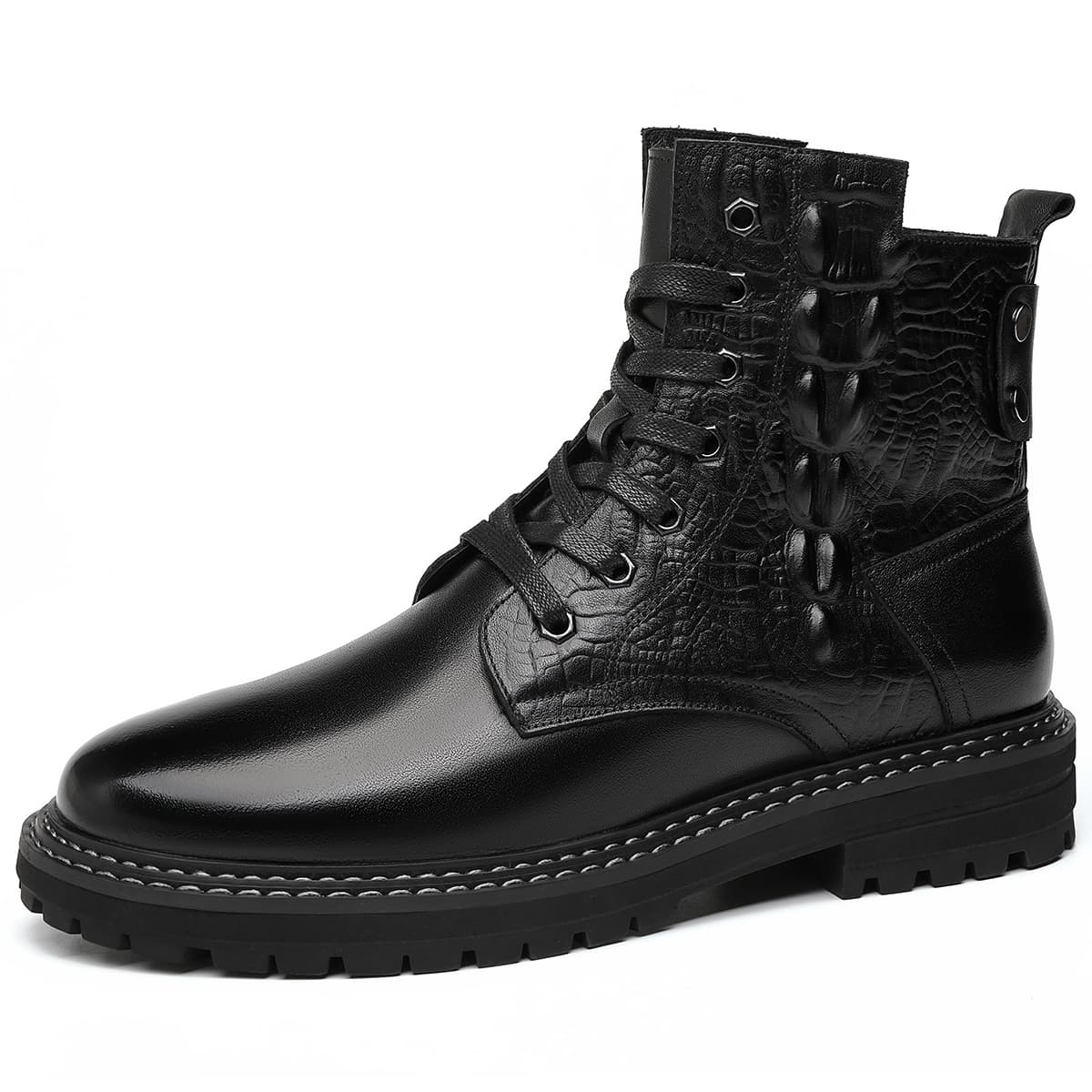 DIENGRLEY Short Mid-Calf Martin Boot Black