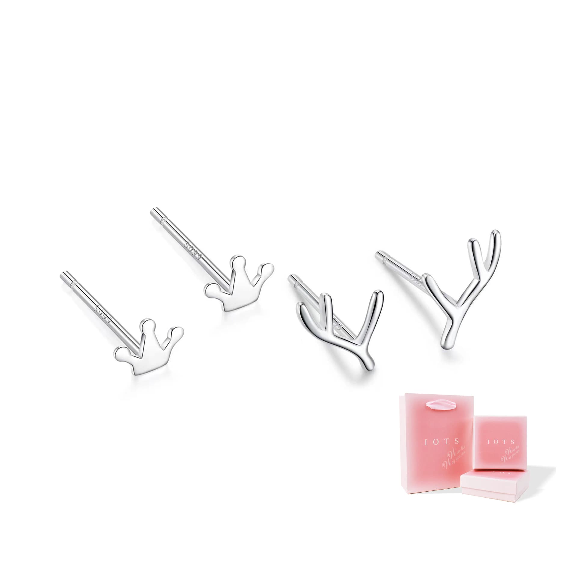 Set of 2 stud earrings [S999 silver]