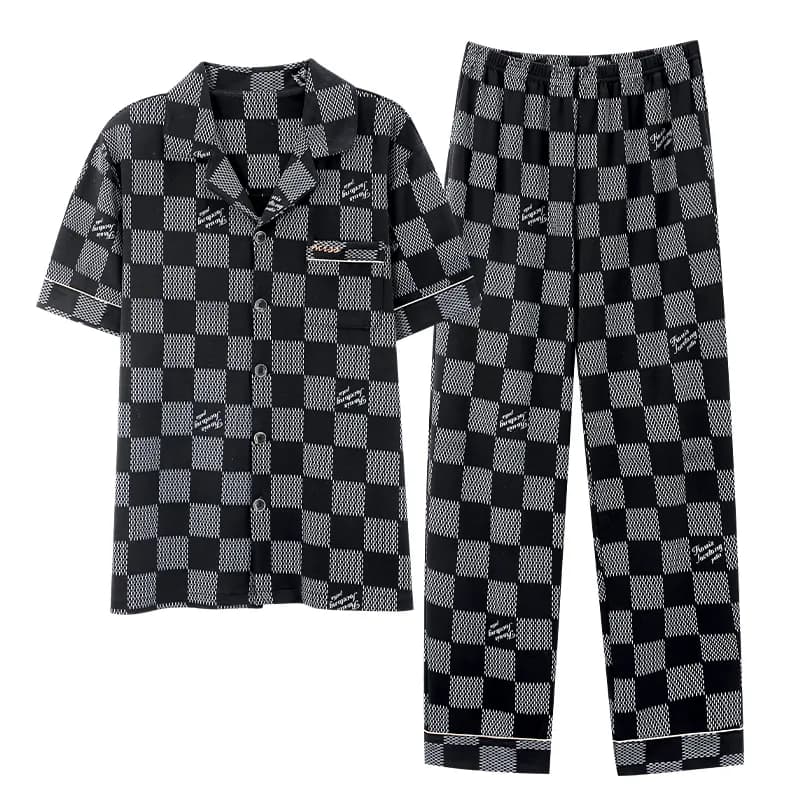 HUANQIU Pajama Set Black Gray Black Gray Color