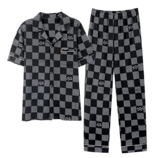 HUANQIU Pajama Set Black Gray