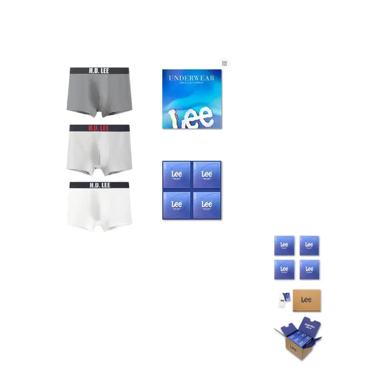 Lee Underpants Box 3 Pack (СерыйЗелёный+Серый+Белый)