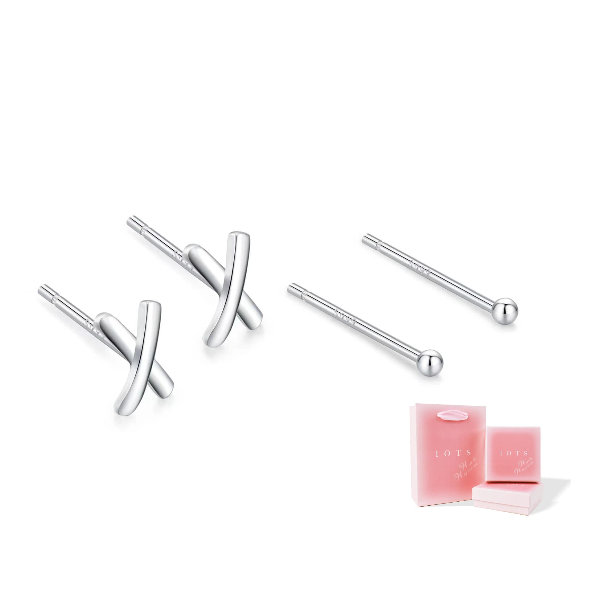 Set of 4 stud earrings [S999 silver]