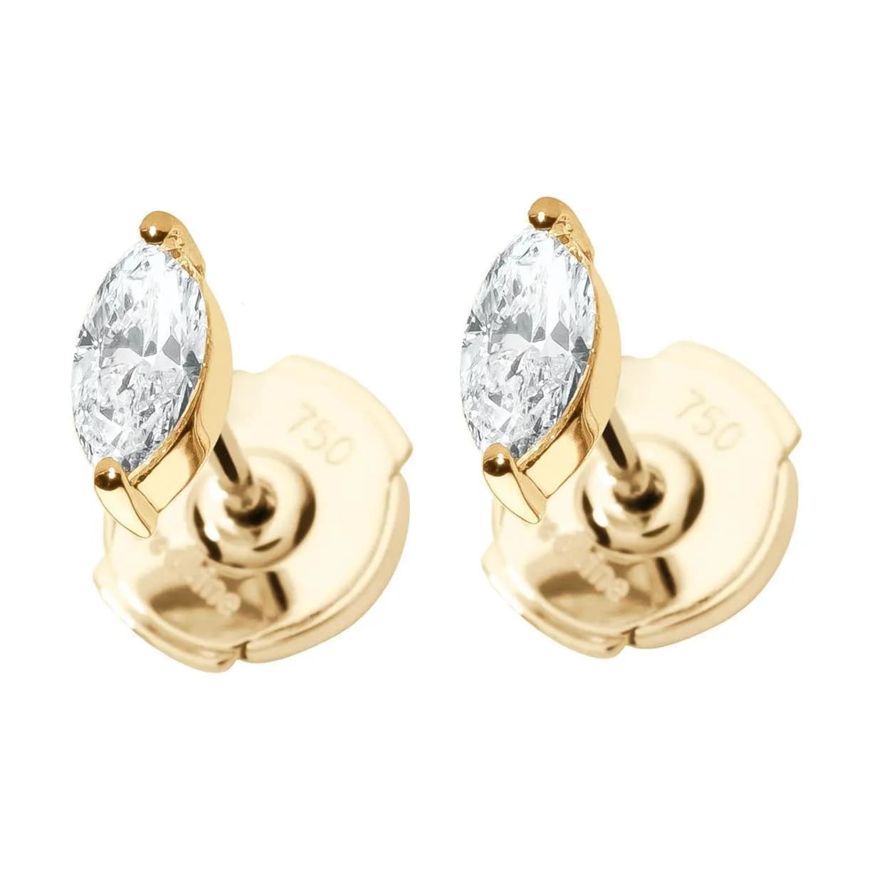 Redline Diamond Stud Earrings Gold Gold