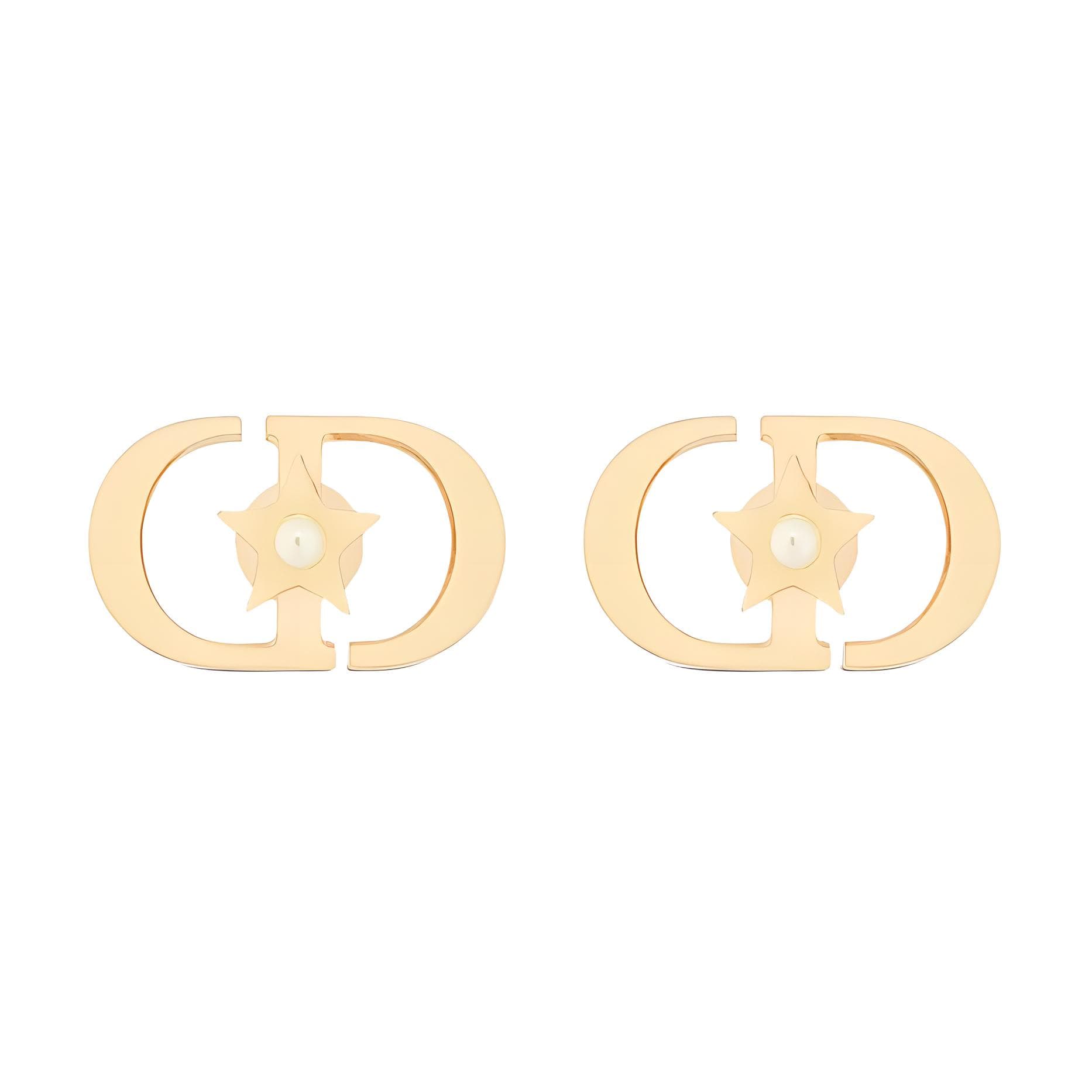 DIOR Metal Stud Earrings Gold Gold