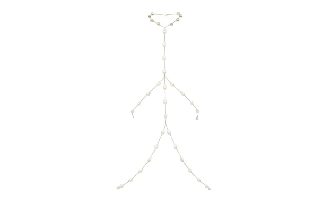 Chloe GoldPlated Brass Natural Pearl Body Chains White White