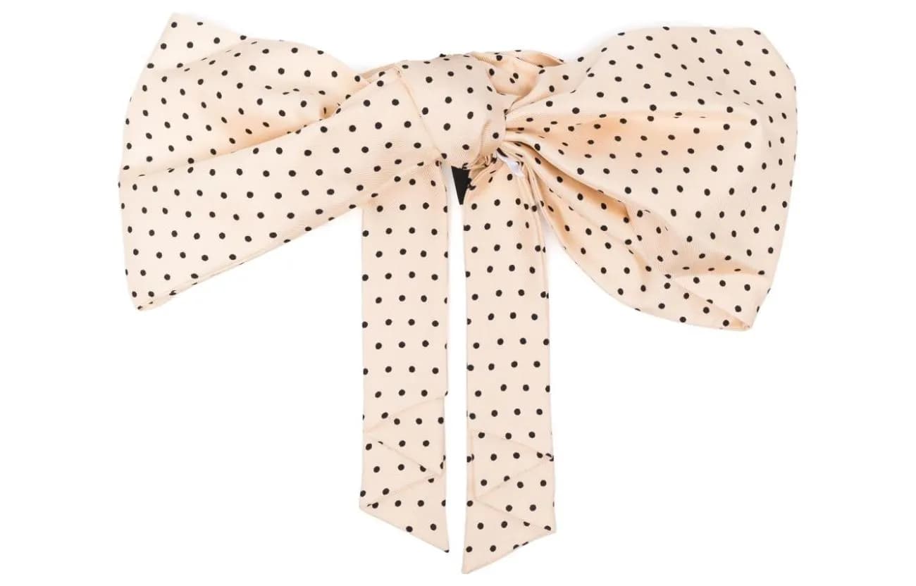 ETRO Polka Dot print Silk Bow Tie Beige