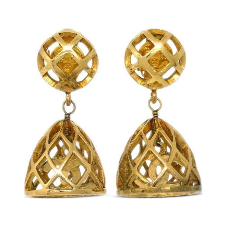 CHANEL Pre Owned 1990 2000s Birdcage Clip on Earrings