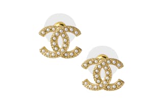 CHANEL Stud Earrings Gold