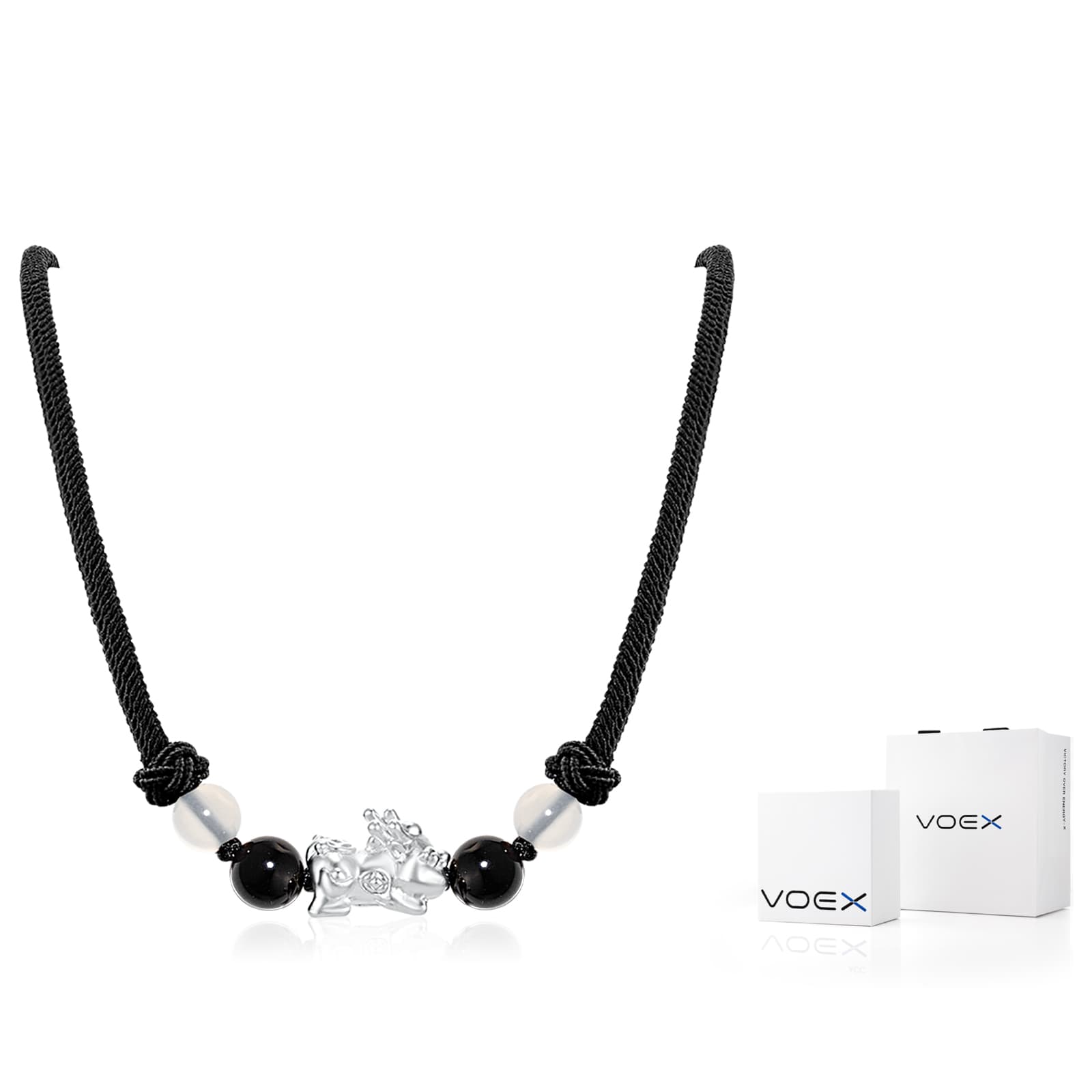 VOEX Sterling Silver Jade Necklaces S999 Silver - White