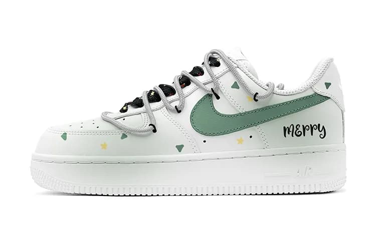 Nike Air Force 1 Air Force 1 Christmas Atmosphere Stars Ribbon Trendy LowTop GS Green White