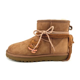 UGG CLASSIC MINI Wao 'Lace Up Bear' Thermal Short Chestnut