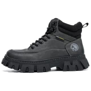 FAIRWHALE Short Mid Calf Martin Boot Gray Black
