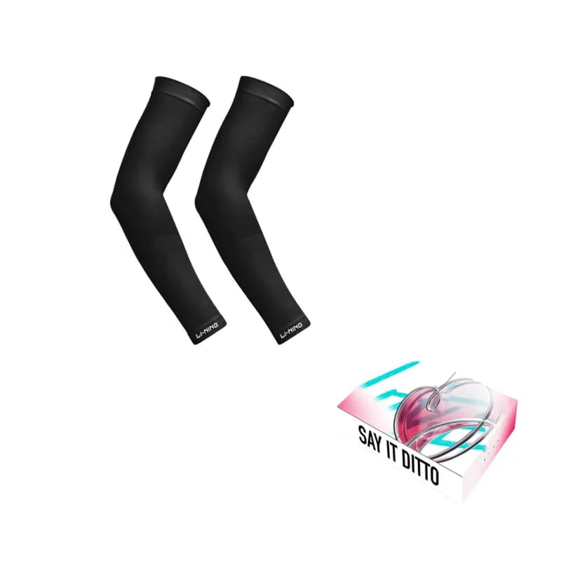 LiNing Polyamide, Elastane Sun Protection Sleeves Black, White Black Box Included (520 MustHave Gift)