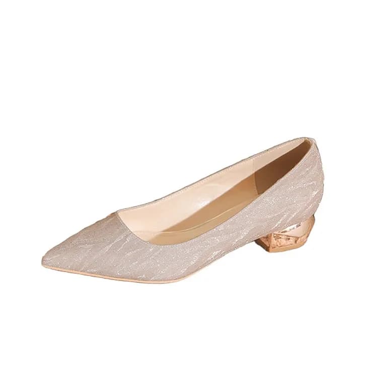 BIGTREE Chunky Heel Champagne Gold
