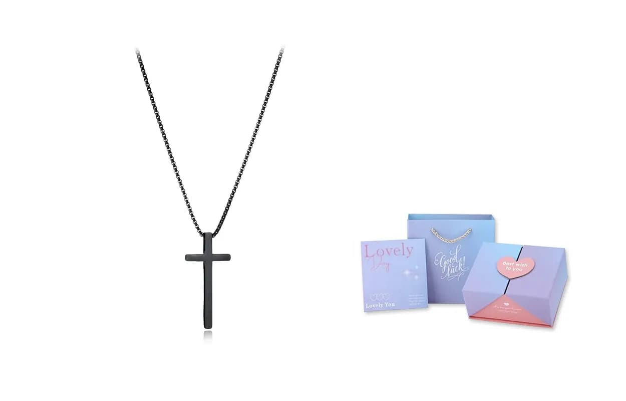 Black cross necklace + dream gradient gift box
