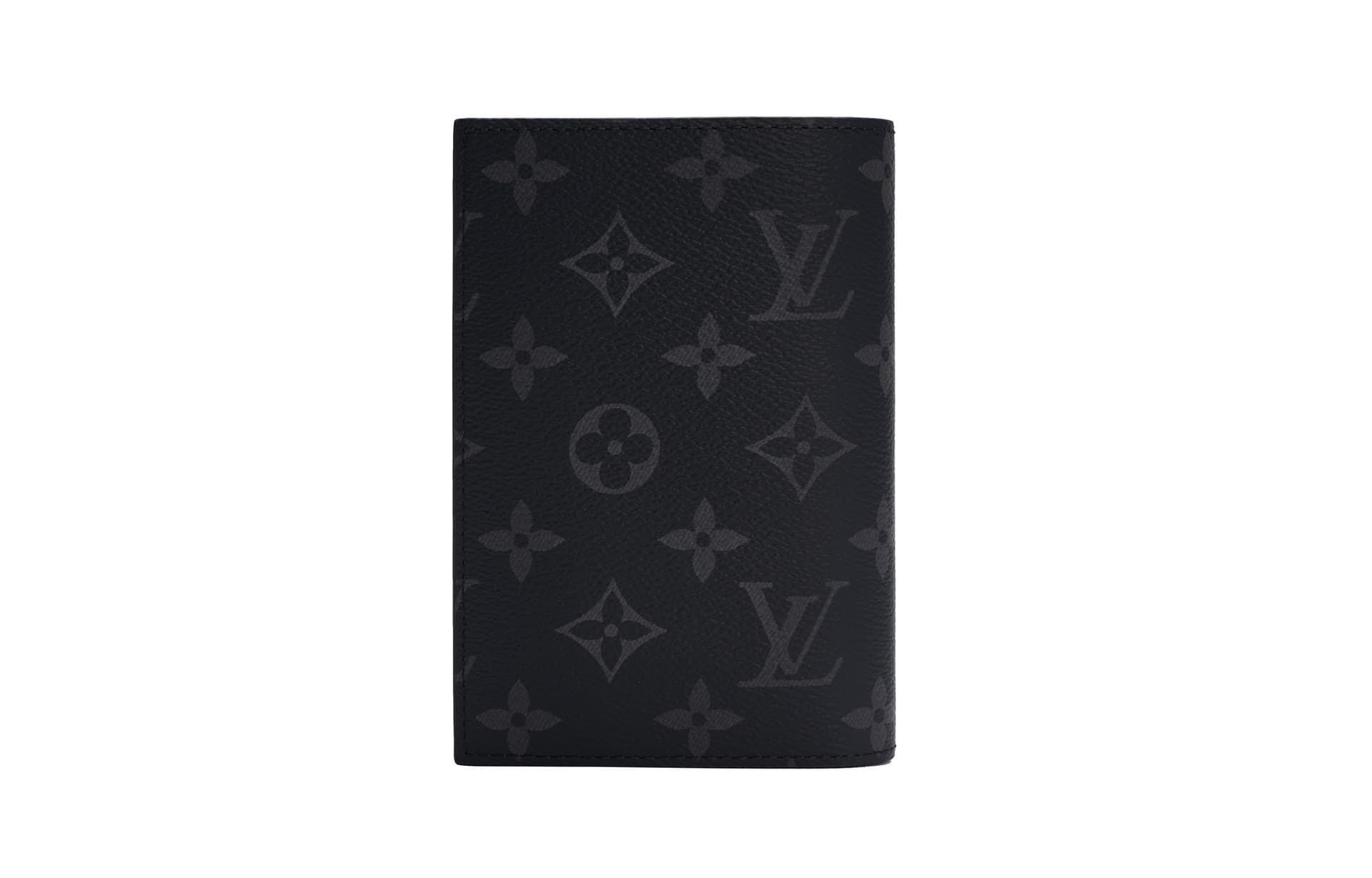 LOUIS VUITTON Cow Passport Holder Card Holder Men Black Gray