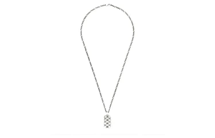 GUCCI Gg Supreme Pendant Necklace Silver