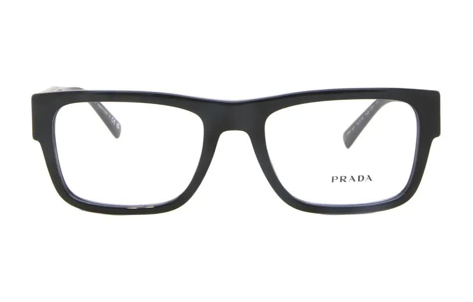 PRADA Plastic Rectangular Eyeglass Frames Black Black