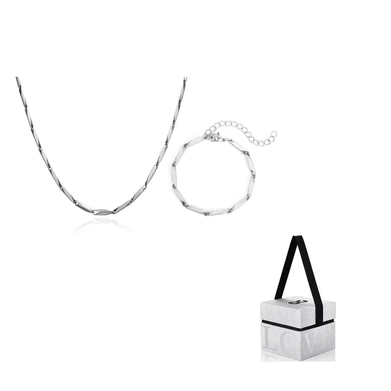 Sunflower Seed Chain+Sunflower Seed Bracelet (Length 16+5cmWidth 4mm)