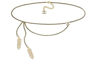 CHANEL Wheat Ear Styling Fringe Chain Waist Chains Gold