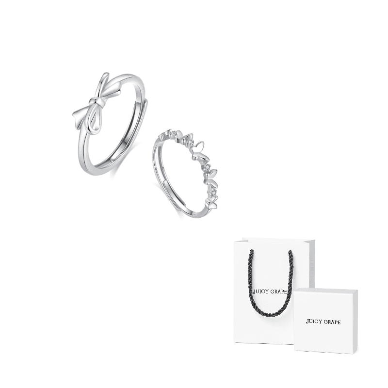 Bowknot Bestie Couple Rings[S999 Fine Silver]