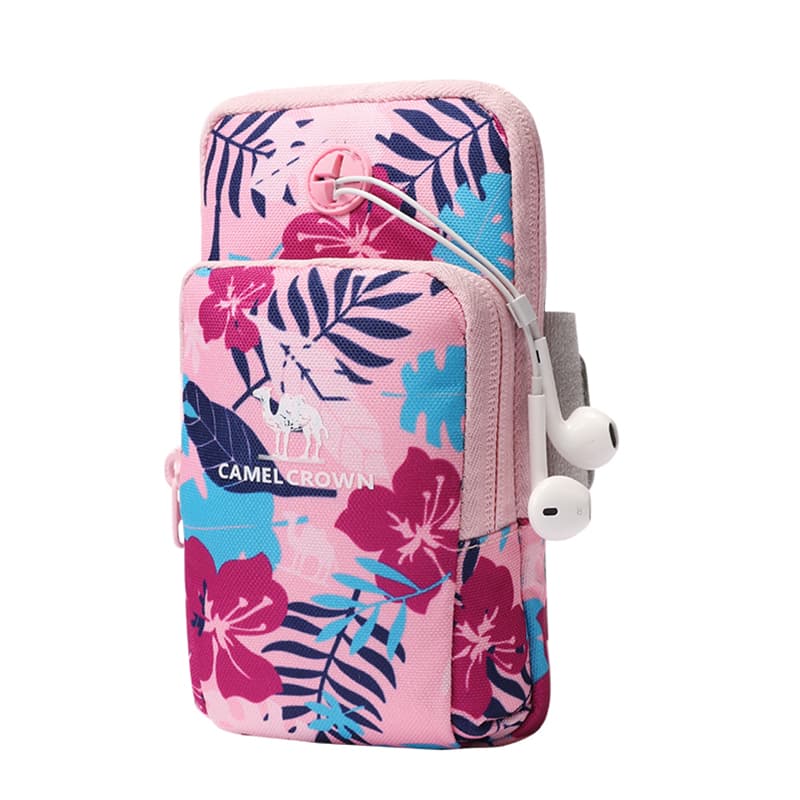 CAMEL Fabric Cell Phone Pouch Regular Red Black Floral/Pink Floral/Gray Black/Khaki Pink Floral