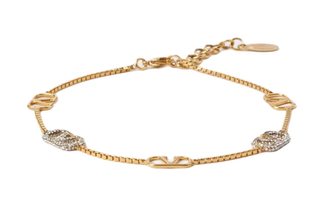 Valentino Metal Crystal Anklets Gold