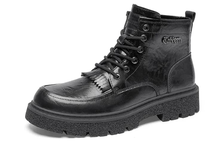 Cabbeen Minimalist Style Versatile Trendy Vintage Short Martin Boot Black