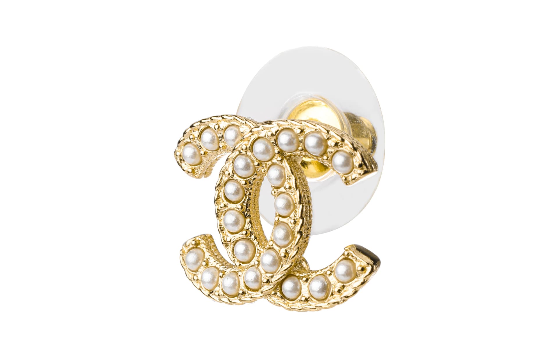 CHANEL Stud Earrings Gold