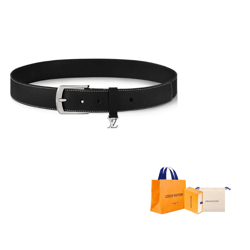 LOUIS VUITTON Brass Black Width 3.5CM Black