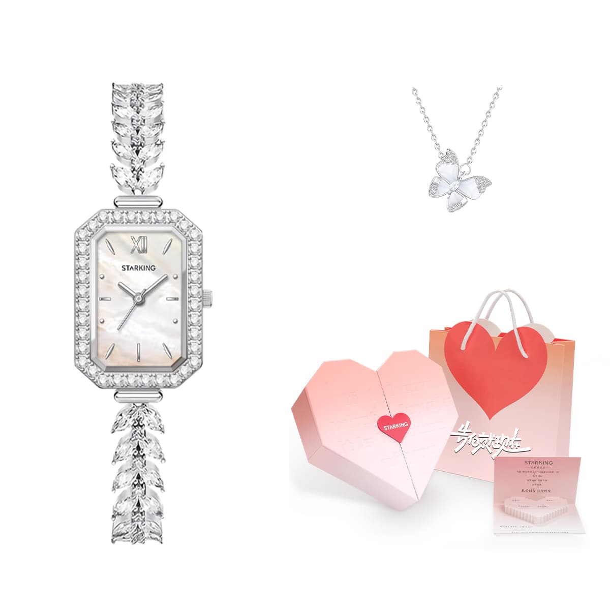 STARKING Mermaid Collection Quartz Movement Alloy Strap Watch Watch Blue Dial TL1173SS11 confession gift box + butterfly necklace