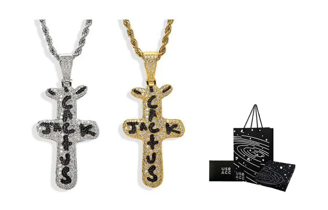 US8ACC Necklaces Silver + gold label necklace