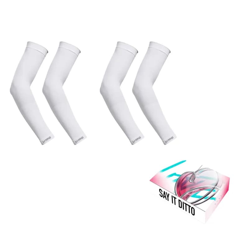LiNing Polyamide, Elastane Sun Protection Sleeves Black, White White 2Pair Set with Box (520 MustHave Gift)