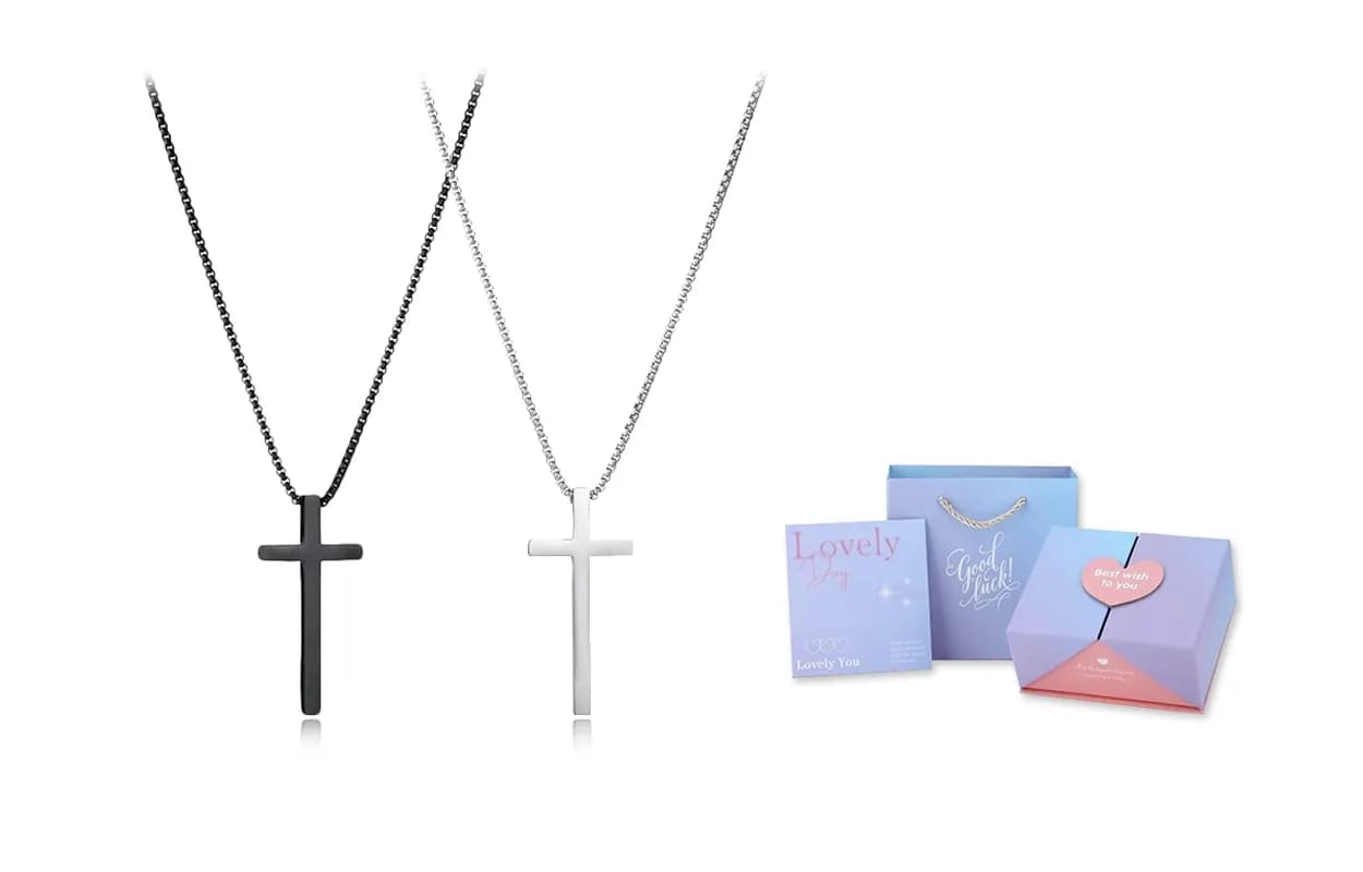 Cross necklace pair + dream gradient gift box