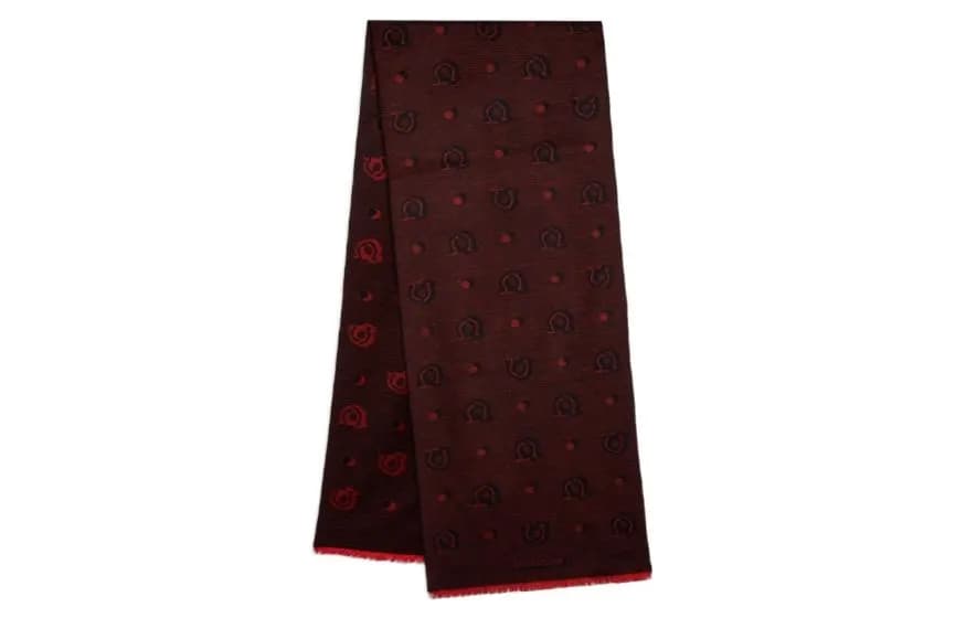 Ferragamo Patterned jacquard Silk Scarf Red