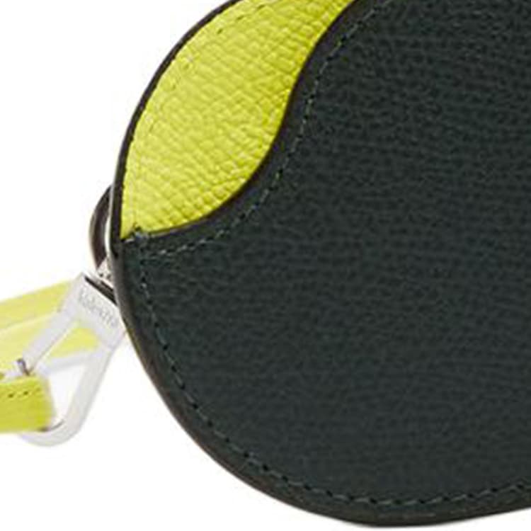 Valextra Calfskin Eyeglass Pouch Mini Deep Green With Lemon Yellow