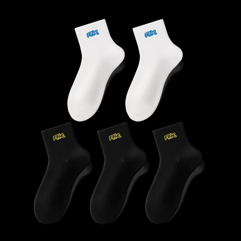 Warrior Mid Calf 5 Pack White + White + Black + Black + Black [Five Pairs Set]