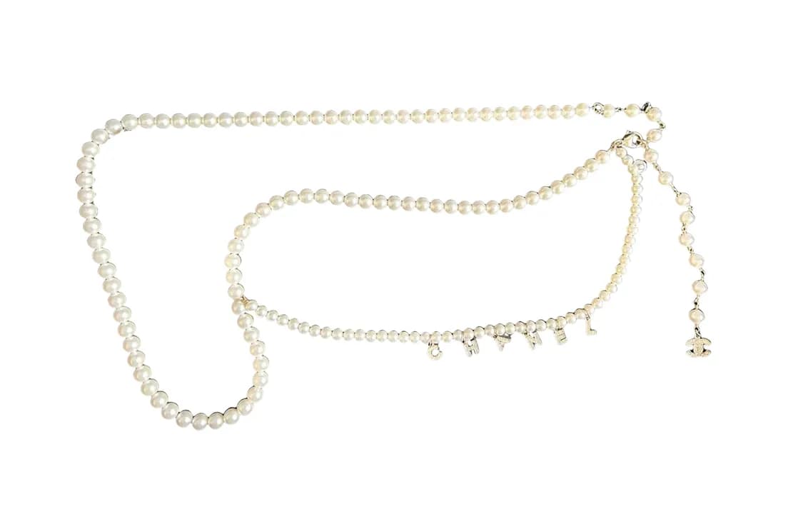 CHANEL DoubleLayer Decoration Waist Chains White White