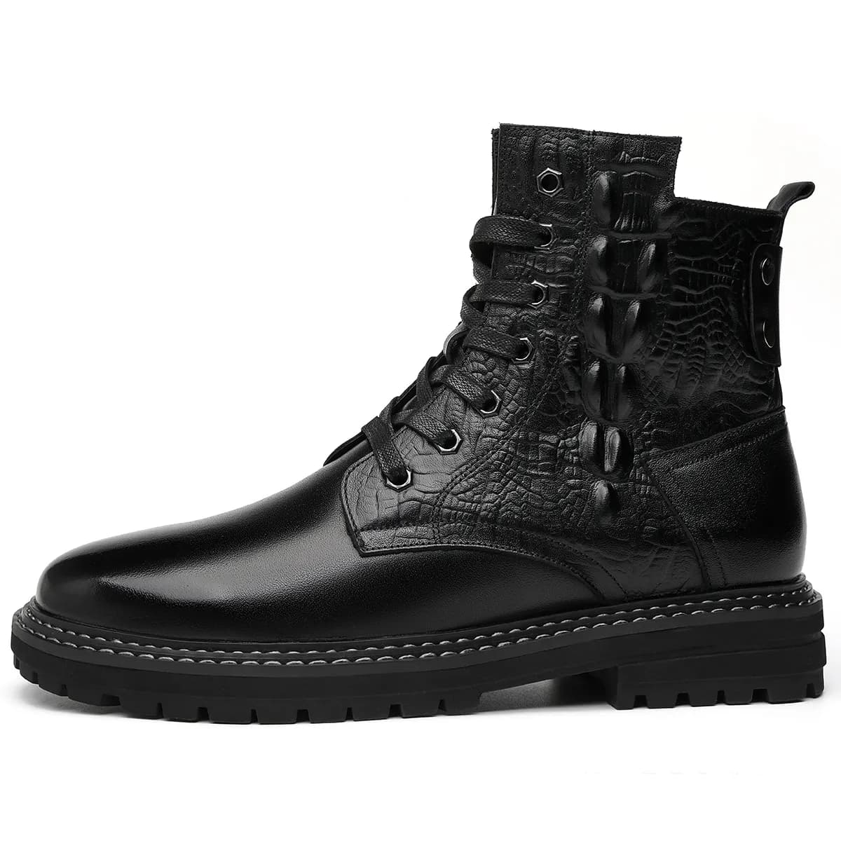 DIENGRLEY Short Mid-Calf Martin Boot Black Black