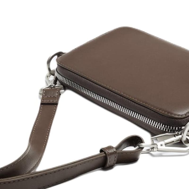 ZARA Polyurethane Shoulder Bag Crossbody Bag Cell Phone Pouch Brown