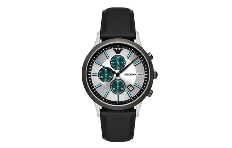 EMPORIO ARMANI Three Eye Chronograph Watch Black Strap
